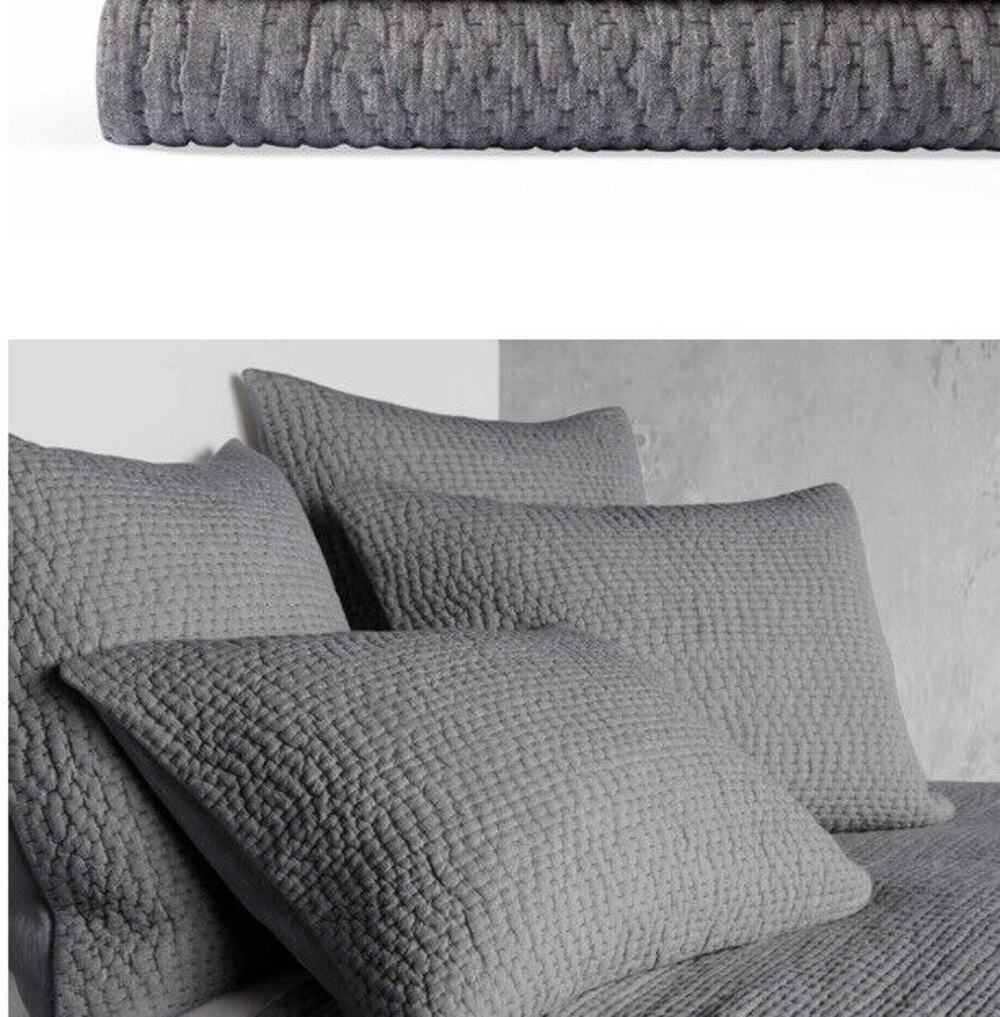 Arhaus Pickstitch Gray Quilted Pillow Sham 1 SHAM ONLY